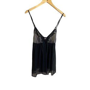 Victoria Secret Women's Black Mesh Sheer Cami - Large